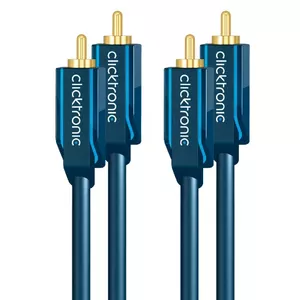 Кабель стерео аудио 10м ClickTronic 2 x RCA Мужской Золотой Синий