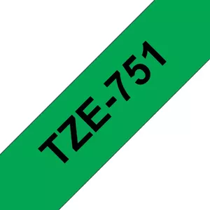 Brother Laminated tape 24mm Black on green TZe 8m Grey
