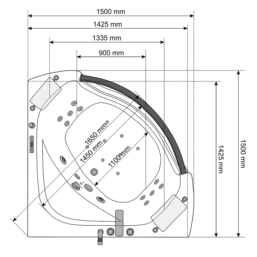 Bathtub AMUE AMO-0057-150 Double 150x150 cm Photo 9