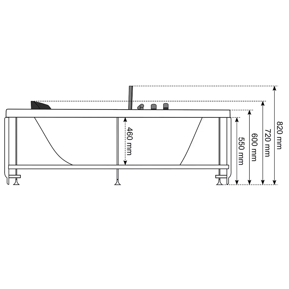 Bathtub AMUE AMO-1007B Turbo 181×91 cm Photo 5
