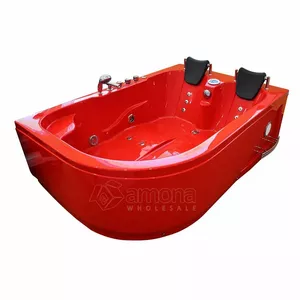 AMUE massage bath AMO-1631R Turbo+ Right, acrylic, 180×120×54 cm, right-hand drain, red