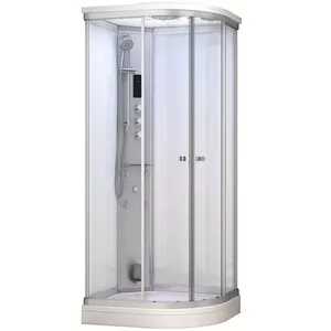 Steam shower cabin AMUE AC1290L White, hydromassage, 120×90 cm