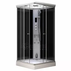 Steam shower cabin AMUE AMUE-AS1010 Black 100×100 cm, corner enclosure with steam function