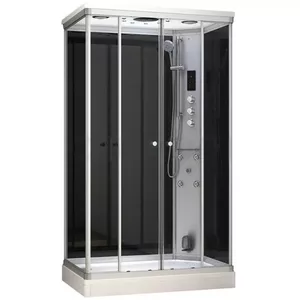 Steam shower cabin AMUE AR1280-1R Black, steam function, 120×80 cm