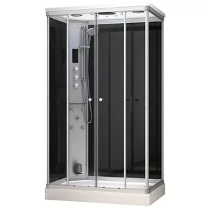 Steam shower cabin AMUE AR1280-1L Black, 120 × 80 cm, steam function, left-side entry