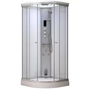Steam shower cabin AMUE AF1111 White 110x110 cm, corner unit with steam function