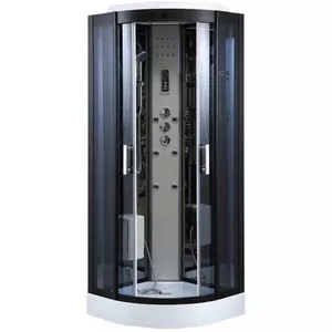 Shower cabin AMUE AMO-0513C BLACK, 100x100 cm, massage panel, corner enclosure