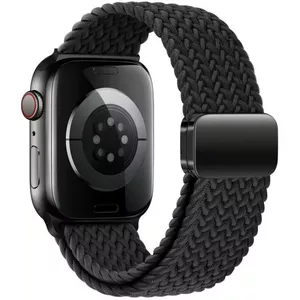 Tech‑Protect neilona siksna Apple Watch 44/45/46/49 mm — saderīga ar Series 8/9/10/11/SE/Ultra, melna