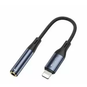 Audio adapter cable yesido YAU37 Lightning to 3.5mm, aluminum alloy and nylon, for iPhone, black