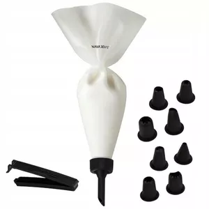 Decorating Bag set NAVA GR0210-111-099 — 500 ml reusable pastry bag with 9 nozzles, connector and clip