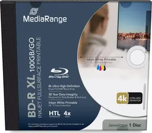 BD-R XL MediaRange MR520 100GB 4X - перезаписываемый Blu-ray диск, XL ёмкость