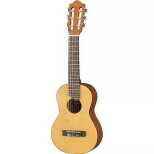 Akustiskā ukulele YAMAHA GL1 baritons Guitalele — egles virskārta, meranti sāni/aizmugure, 6 stīgas, 43,3 cm mērs, 70 mm dziļums, labrocīgs, ar somu