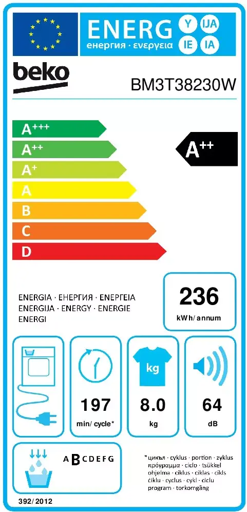 BEKO BM3T38230W сушильная машина 8 кг Photo 7