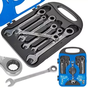 Combination wrench set GEKO G10340, 7-piece, sizes 8–19 mm