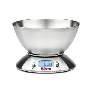 Girmi PS85 Elektriskie virtuves svari Galda Nerūsējošais tērauds Maksimālais svars 5 kg Precizitāte 1 g LCD displejs Taras funkcija