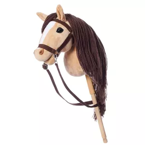 Koka zirgs Tootiny HOPPIHORSE A3 bēšs — mīksta rotaļlieta uz kociņa radošai spēlei