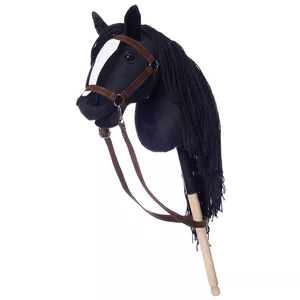 Zirgs uz koka nūjas Tootiny HOPPIHORSE A3 melns – mīksta galva uz kāta rotaļām