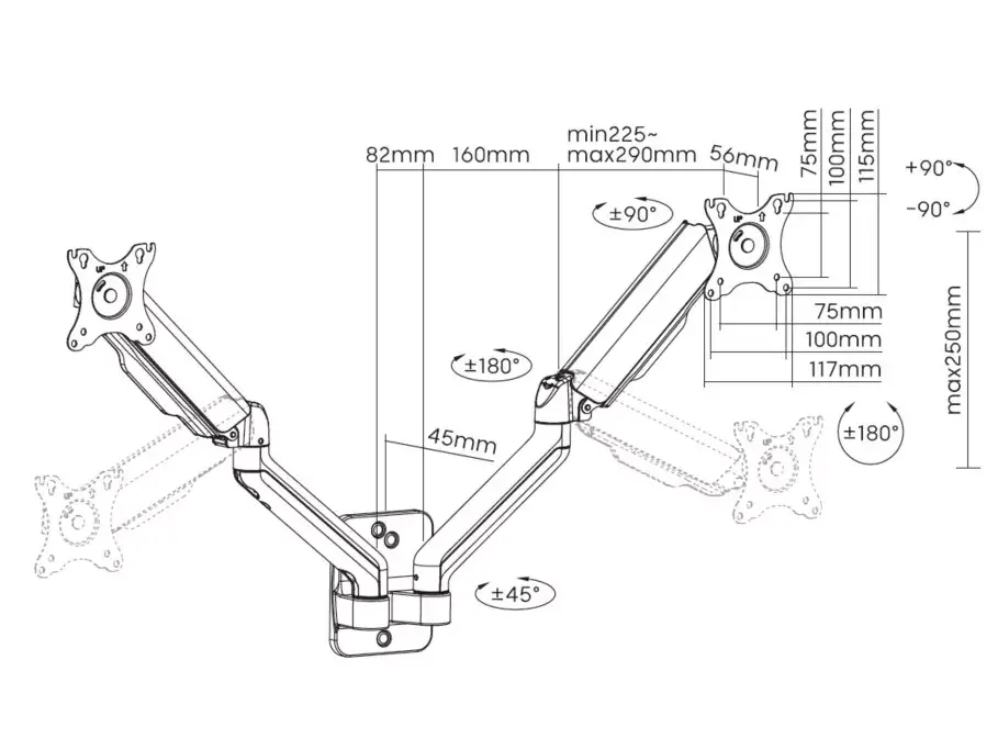 Dual Monitor Wall-Mounted Bracket Equip 17"-32" Photo 13