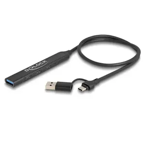 DeLOCK 4 Port Slim USB Hub USB Type-C USB Type-A 5 Gbps Черный