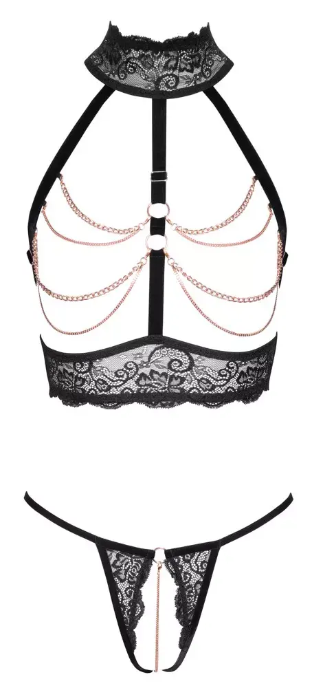 Lingerie Chain Set open M black — abierta fina Photo 8