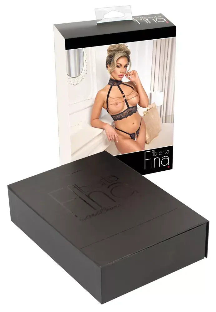 Lingerie Chain Set open M black — abierta fina Photo 10