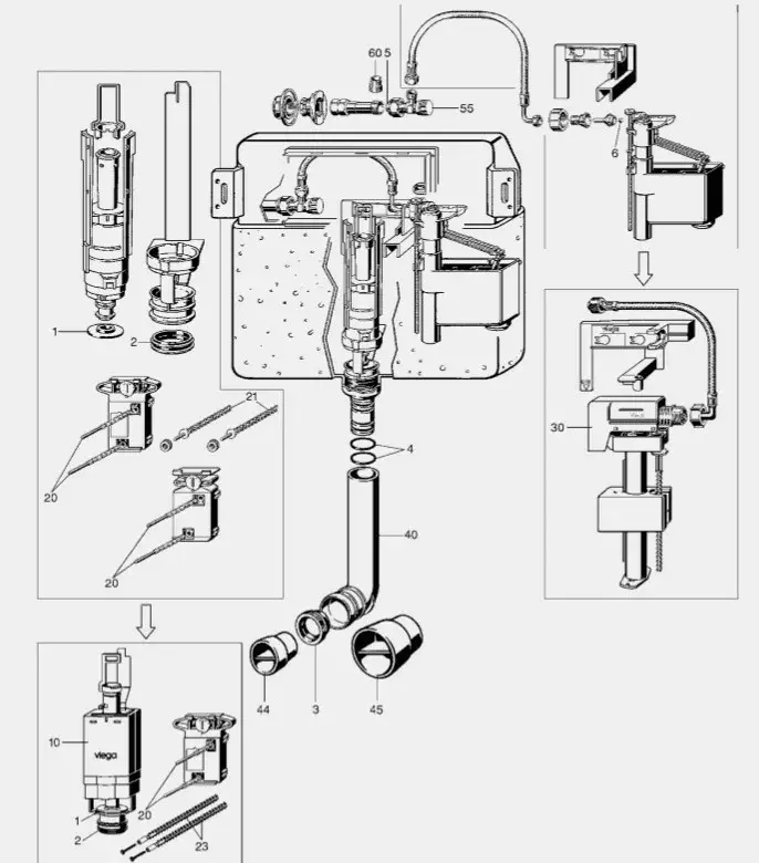 VIEGA AE261 flush-mounted water flushing mechanism Photo 3