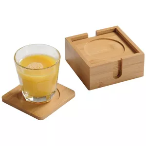 Bamboo Coasters KESPER DE7658746 12×12 cm, set with storage box, FSC-certified