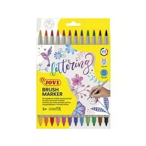 Felt-tip pens with brush tip JOVI set of 12, dual-tip markers, assorted colors