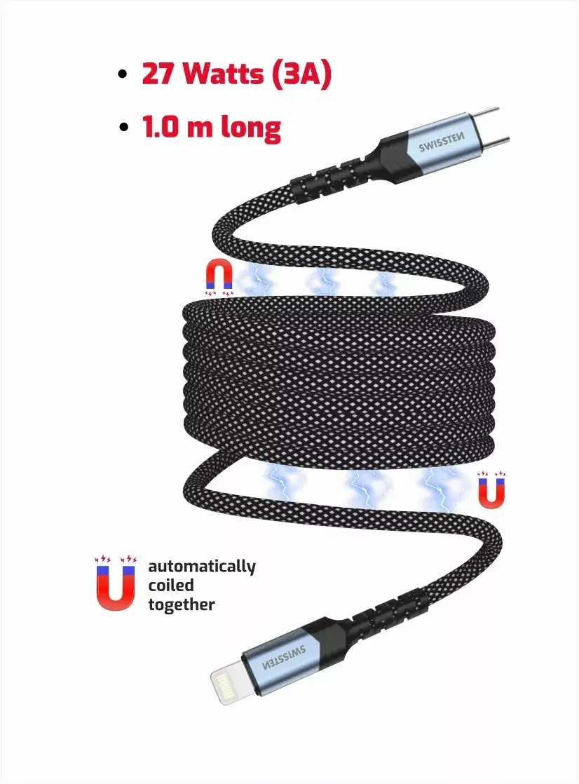 SWISSTEN USB-C to Lightning Magnetic Cable 71551020 Photo 2