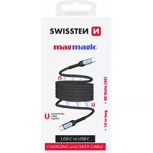 Data cable SWISSTEN Magnetic USB-C 60W 1 m – magnetic connector, USB-C to USB-C, 1m length, 60W power