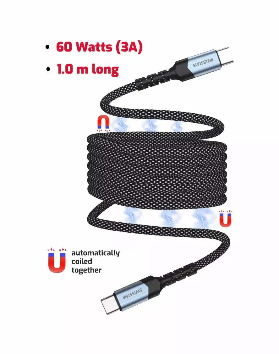 SWISSTEN Magnetic USB-C 60W 1 m cable Photo 2