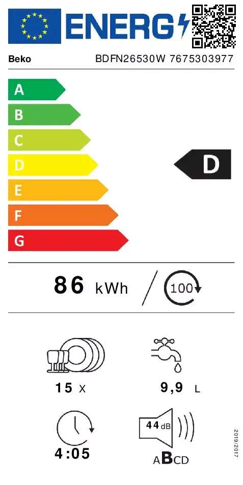 Beko BDFN26530W trauku mazgājamā mašīna Photo 3