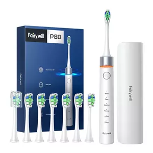 FairyWill FW-P80 soniskā zobu birste ar uzgaļu komplektu un futrālīti (balta)