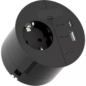 Сетевой фильтр Bachmann 938.201 с 1×розеткой CEE7/3, 1×USB A/C 22W, кабель 2,0 м