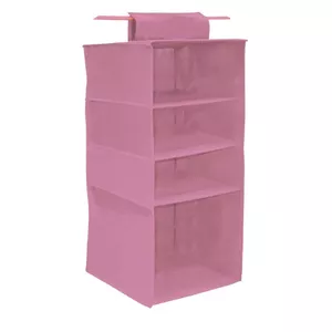 Hanging organizer ORDINETT Blossom 4 shelves 33×33×82 cm, fabric storage for wardrobe