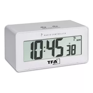 Digitālais modinātājs TFA-Dostmann 60.2544.02 Balts Taisnstūris Zila Apgaismojums