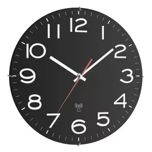 Analogue radio-controlled clock TFA-Dostmann 310mm Black