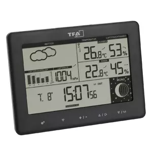 TFA-Dostmann Elements Black Battery Indoor Outdoor Thermometer Hygrometer Barometer