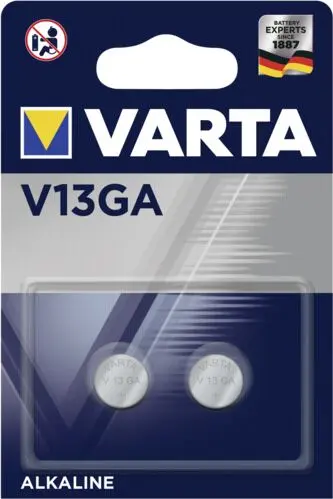 Sārmainās pogu baterijas Varta V13 GA
