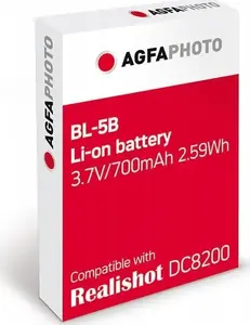 Rechargeable camera battery AgfaPhoto BL-5B (replacement for BL-5B) 3.7V / compatible models