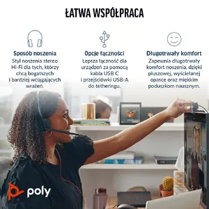 Наушники POLY Blackwire 3320 Stereo USB-C Провода 20-20000 Гц