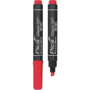 Pastāvīgais marķieris PICA MARKER 521/40, šķautnveida gals 2–6 mm, sarkans