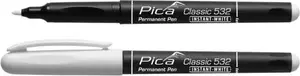 Pastāvīgais marķieris PICA MARKER 532/52 — bultiņas uzgalis 1–2 mm, balts tinti