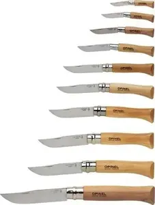 Pocket knives Opinel Collector Set — 10-piece wood box, folding stainless-steel blades