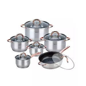 Cookware set KingHoff KH 1766 — 12-piece pots set, rose gold color