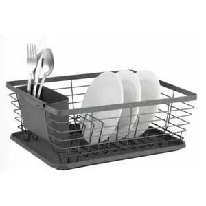Dish Drainer KingHoff KH 1715 — steel and plastic construction, grey