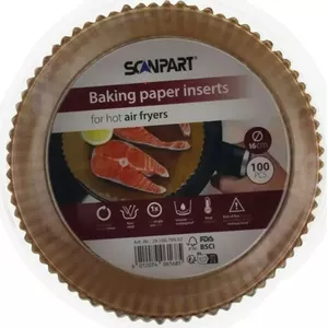 Baking paper for hot air fryers SCANPART 2910070002 — 100 pcs, 16 cm perforated grease-proof liners