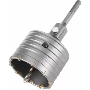 Grafīta dakšainais caurumu zāģis 80 mm ar SDS+ adapteri un izmēģinājuma urbi