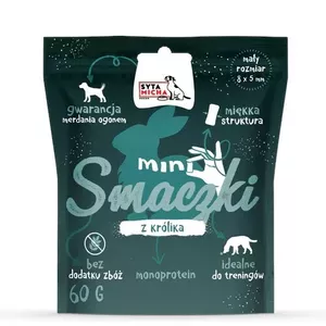 Лакомства для собак SYTA MICHA Mini Treats с кроликом 60 г — беззерновые, белок 46%, для всех пород, твердые тренировочные поощрения