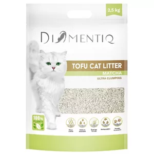 Комкующийся тофу наполнитель для кошек DIAMENTIQ Matcha Ultra, из горохового волокна, без пыли, 2.5 кг